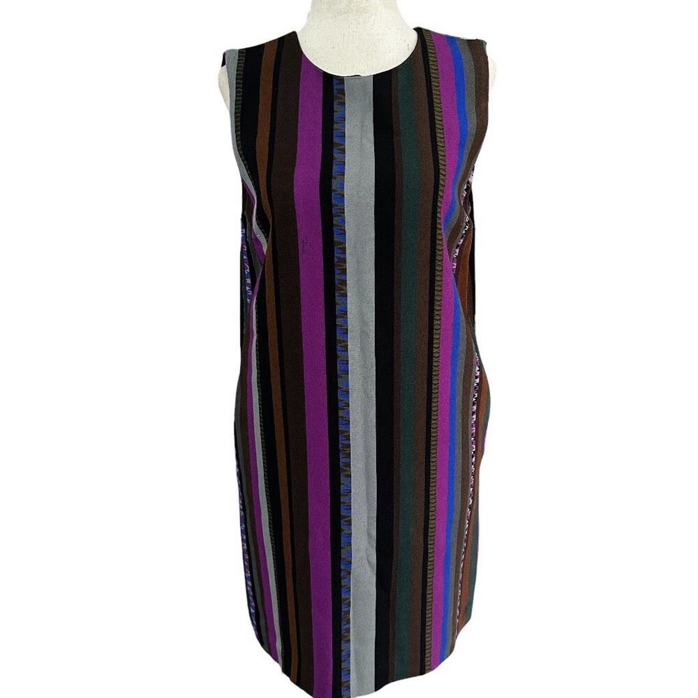 Emilio Pucci Women Size 4 Multicolor Vertical Striped Dress w/ Pockets | 65-53